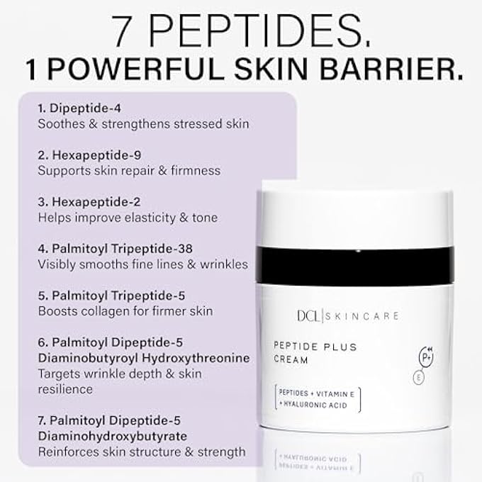 DCL SKINCARE PEPTIDE PLUS CREAM, PRO-AGING, WRINKLE DEFENSE, COLLAGEN PRODUCING AMINO ACIDS, VITAMINS A, C, E COQ10 ENHANCES SKIN BARRIER 1.7 FL OZ - Image 2